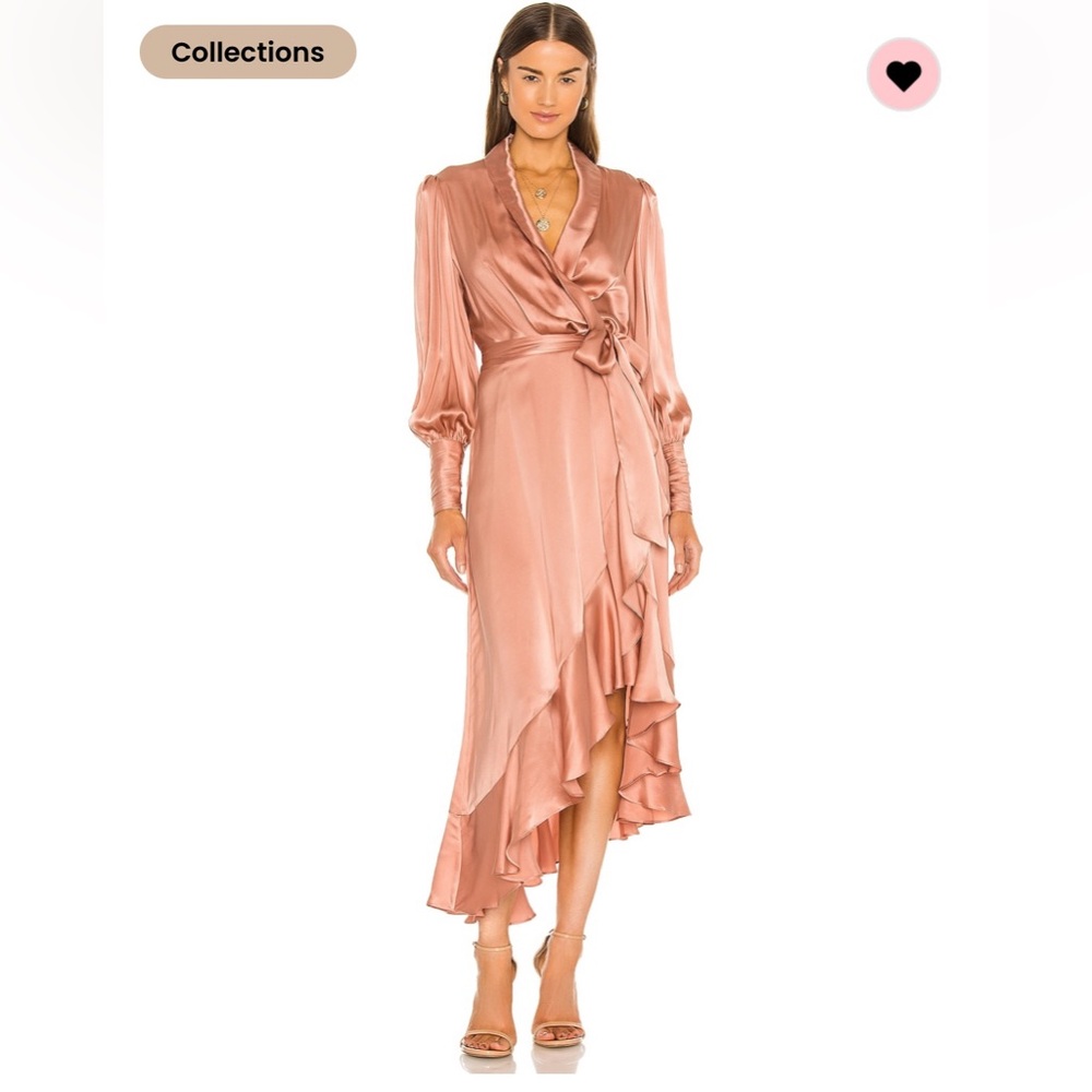 Zimmermann, Silk Wrap Midi Dress in Lipstick, Size 0